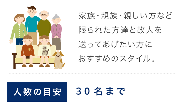 家族・親族・親しい方など限られた方達と故人を送ってあげたい方におすすめのスタイル。